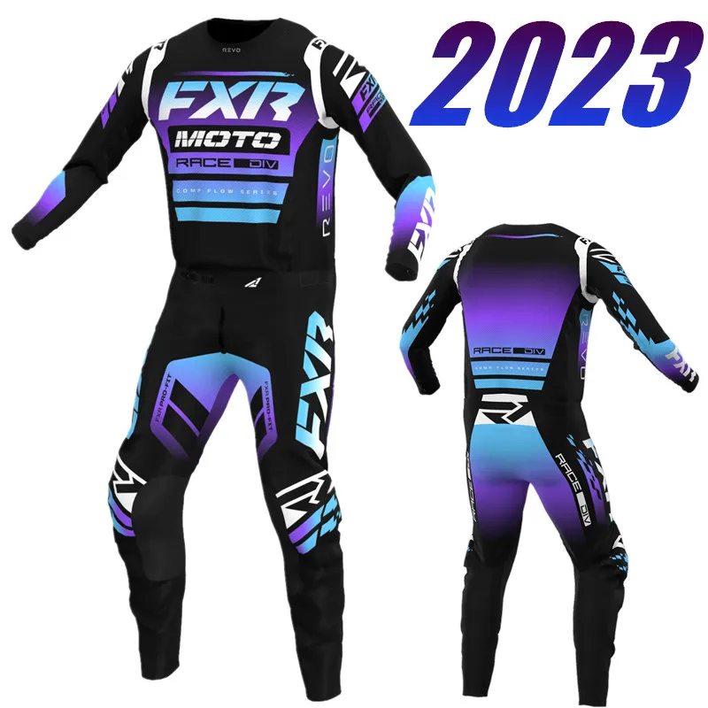 Enlarge 2023 FXR REVO Comp Motocross Combo Blue Off Road Jersey Set Motorcycle Clothing Breathable MX Gp Dirt Bike Gear Set fx12