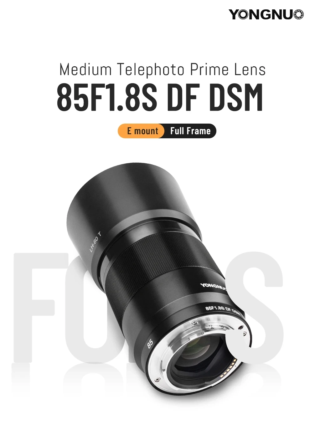 Фото YONGNUO YN85mm F1.8S DF DSM lente fija Prime de marco completo AF MF E montaje con tapa parasol para 1958aras Sony A7M4 A7R3 №1