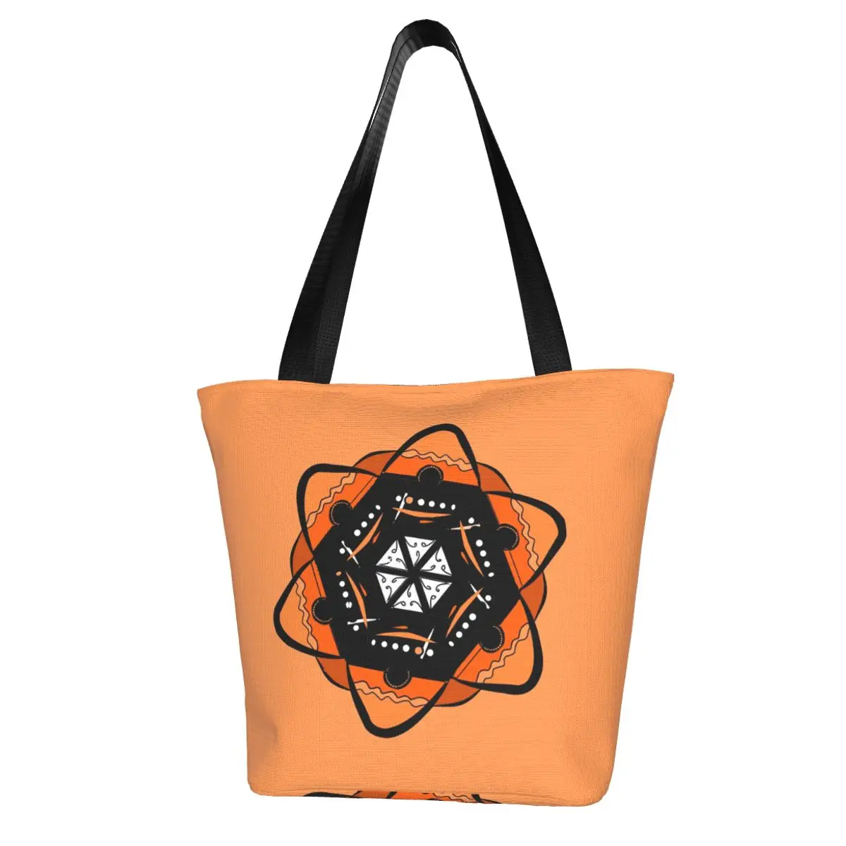 

Сумка для покупок с изображением оранжевой звезды мандалы пиццы популярная культура быстрого питания объемные женские школьные сумки из п...
