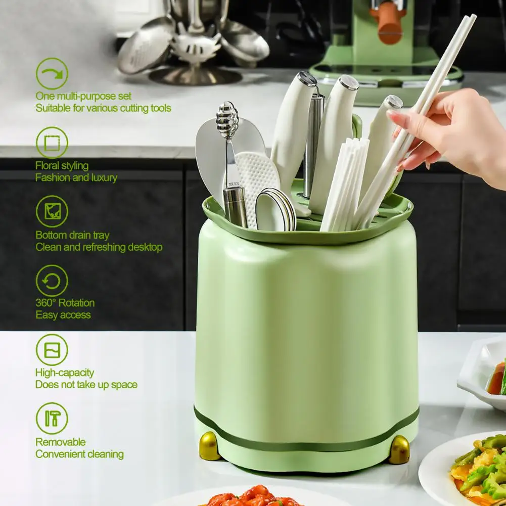 

Держатель для резака, Легкая очистка в форме лепестков, быстрый дренаж, для кухни, столовых приборов, держатель для хранения, бытовые принадлежности