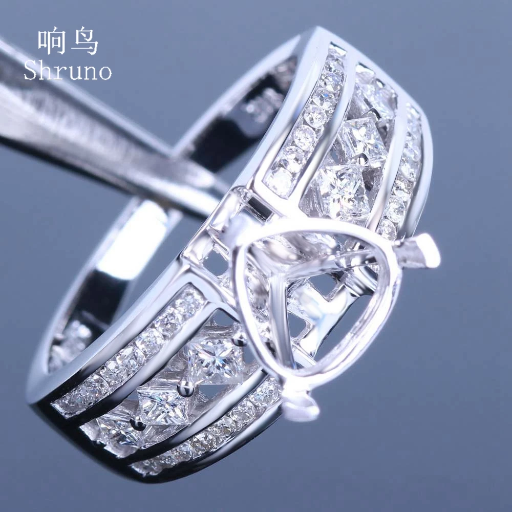 Shruno 8 мм однотонное 14 к белое золото 0.6ct подлинные натуральные бриллианты полу