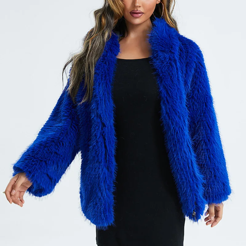 Faux Fur Hooded Coat Women 2022 Autumn Winter Thick Warm Loose Jackets Female Vintage Casual Long Sleeve Coat Oversize Outwear