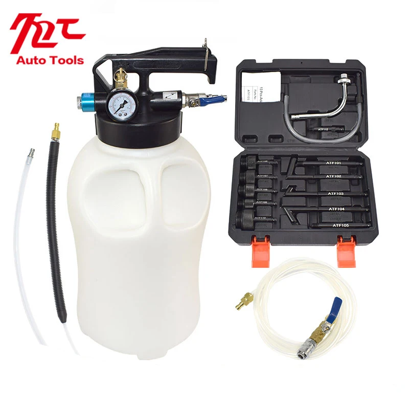 10L Pneumatic Transmission Oil Filling Tool Fluid Extractor Dispenser Refill Pump Tool Kit With 13pcs ATF Adaptor
