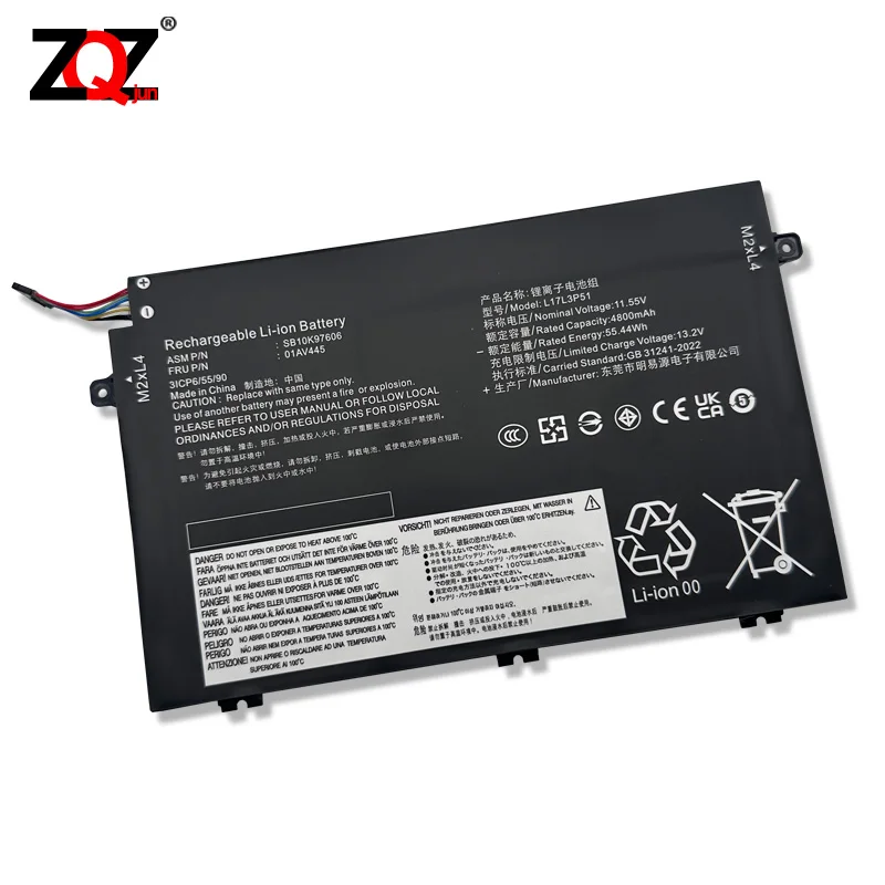 L17L3P51 Аккумулятор для ноутбука Lenovo ThinkPad E15 E480 E490 E495 E580 E585 E590 E595 Series 01AV445 L17M3P52 SB10K79606