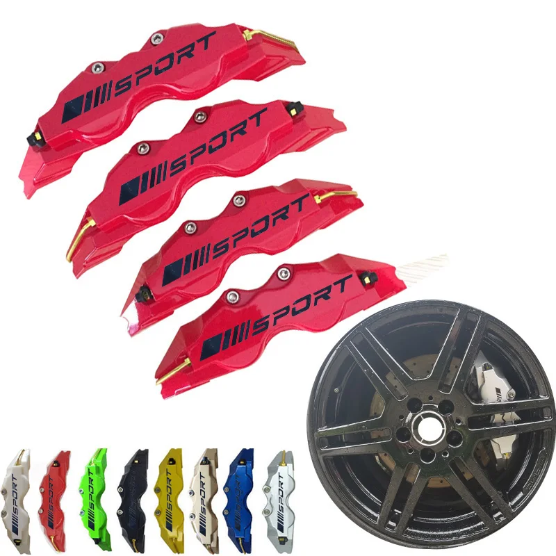 

KUNBABY 4 Pcs ABS Plastic Disc Brake Caliper Cover Car Styling With Black Sport/// Stickers For All Car Style Free Shipping