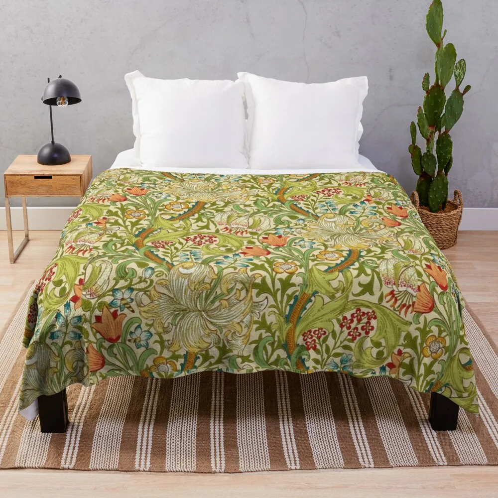 

William Morris Golden Lily Throw Blanket Decorative sofa blankets luxury designer blanket weighted blanket