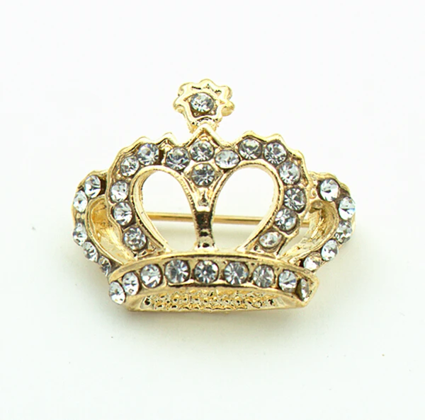 

Free Shipping Wholesale Pretty Diamante Crown Brooch Pin with Clear Rhinestones Crystals