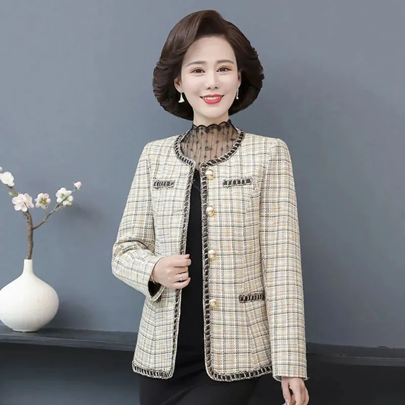 Женский твидовый пиджак в клетку повседневный короткий винтажном стиле размеры