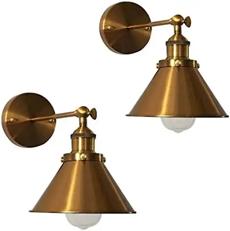 

Brass Finish 1 Light Sconce 7" Industrial Lamp Lighting Fixture with Cone Shade Pendant lights House decoration Wall decoratio