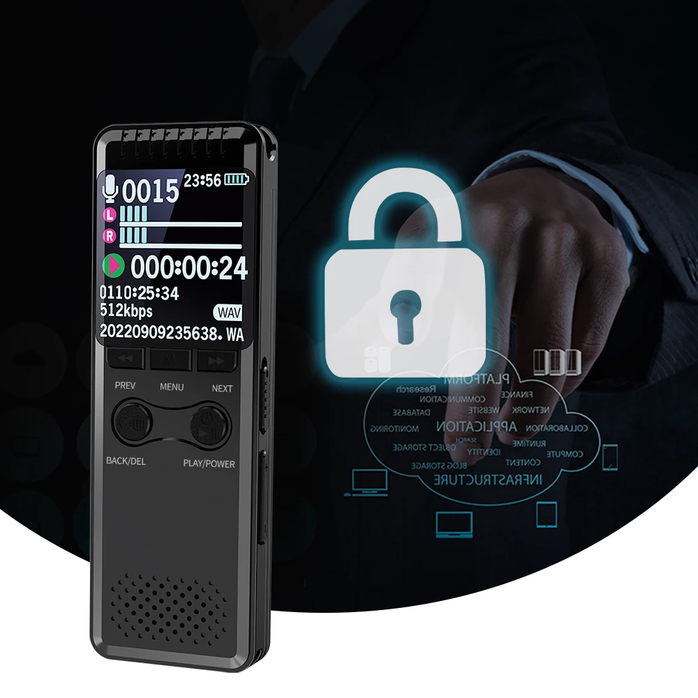 Цифровой мини-диктофон Vandlion V30C запись голоса с цветным экраном Hi-Fi MP3 защита