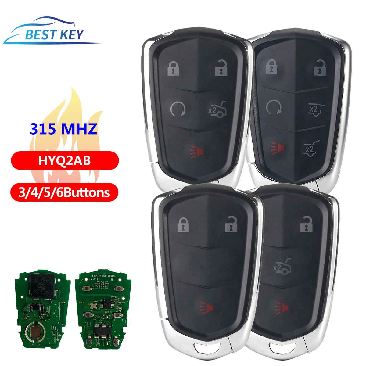 Лучший ключ Smart Remote KEY 2 + 1/3 + 1/4 + 1/5 + 1 кнопки 315 МГц HYQ2AB ID46 чип Keyless для Cadillac ATS CTS 17-2019 XTS CT6 XT5 SUV