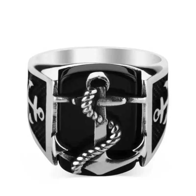 

New Vintage Fashion Anchor Stripe Rings for Men Women Punk Party Jewelry Gifts