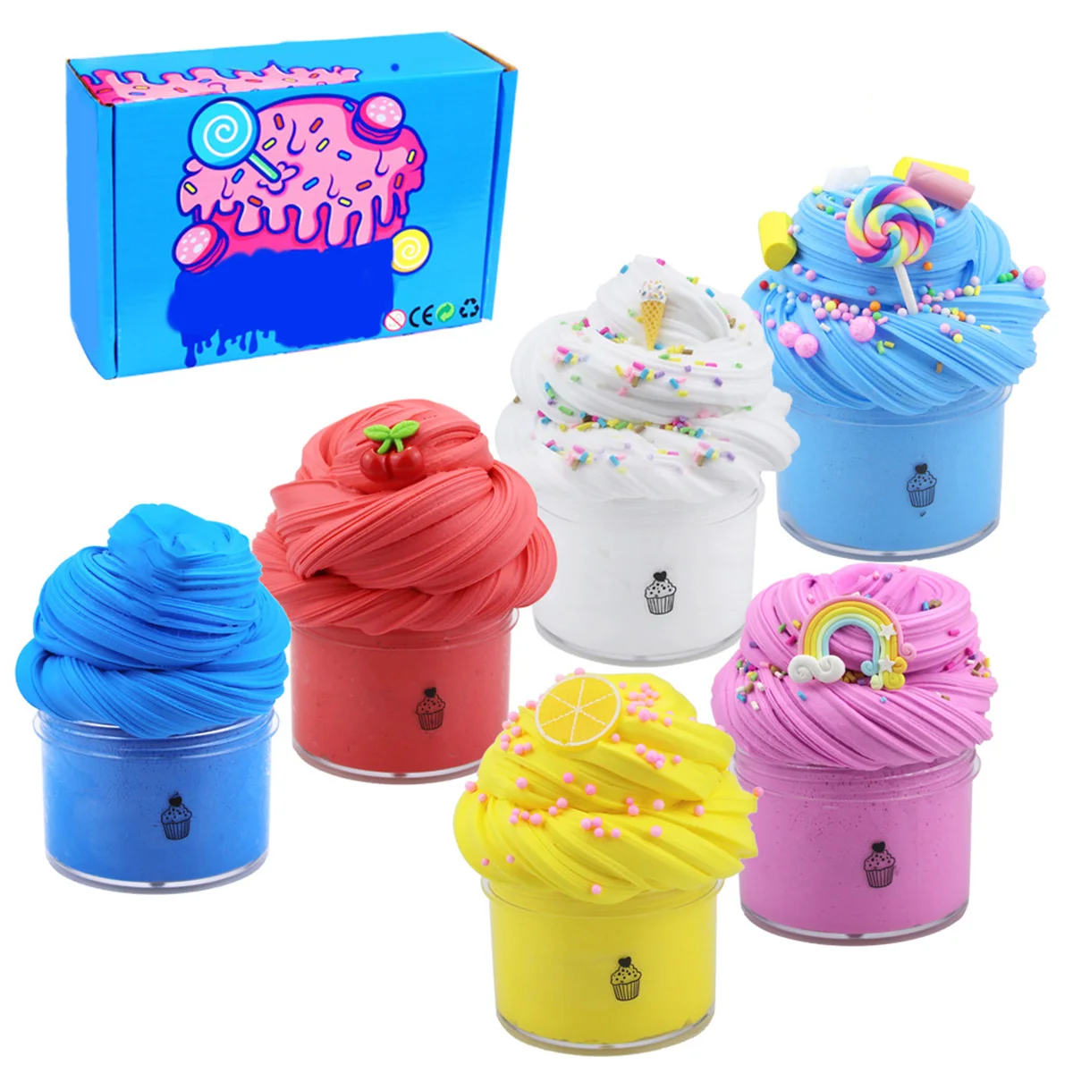 

6pcs Cute Cake Hamburger Squishy Butter Sludge Milk Slow Rising Squeeze Toy Scented Stress Relief for Kid Fun Gift Toys