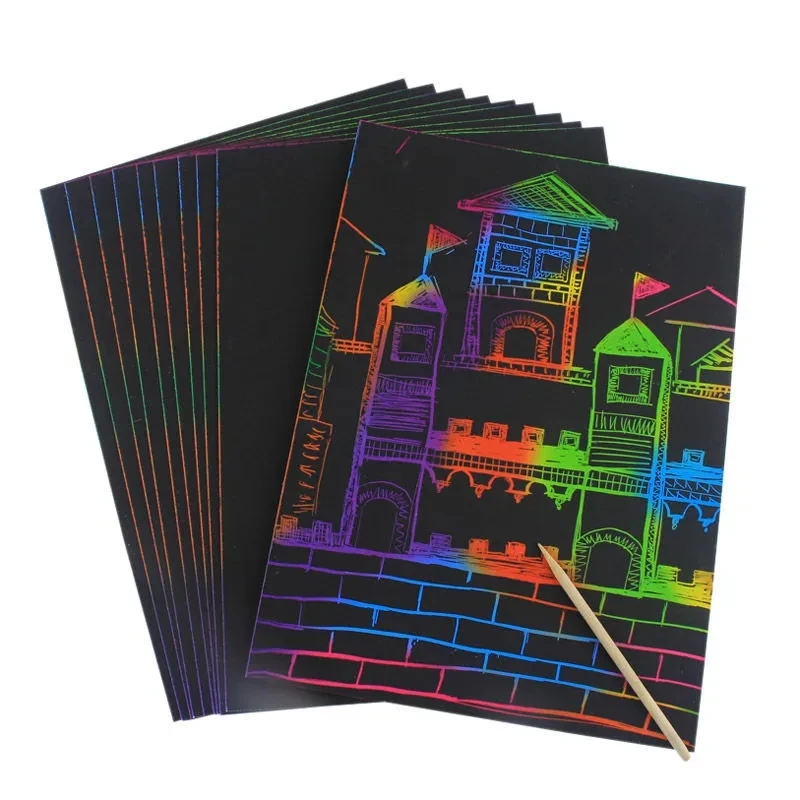 

Игрушка для рисования Красочный Рисунок А4 волшебная доска бумага для рисования выскабливание детей Дети Обучение живопись каракули царап...