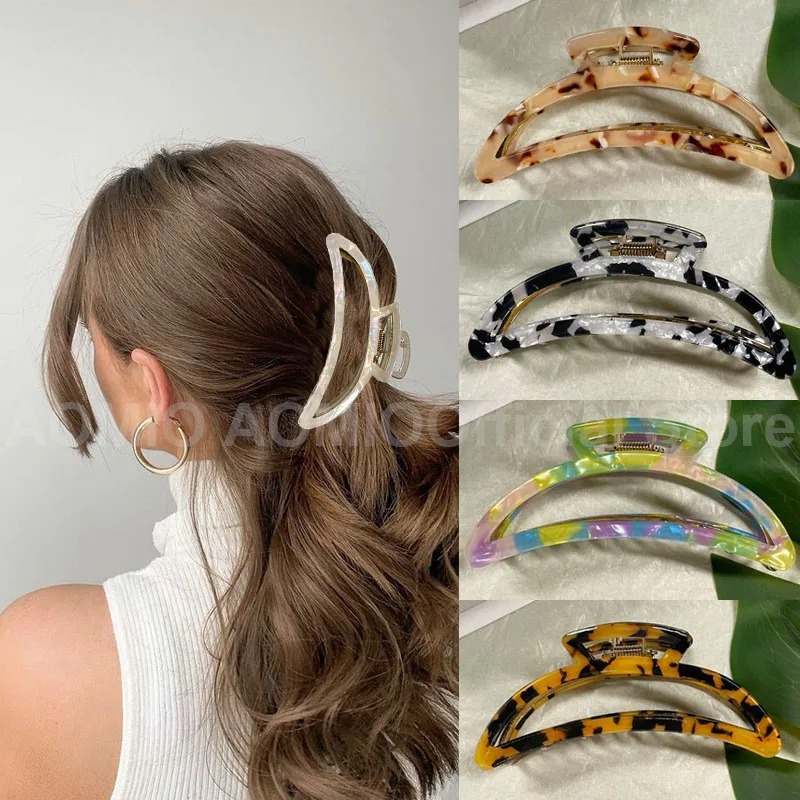 

Acetate Hair Claw Crab Large Size Hollowed Out Hair Clip Women's Advanced Hair Clip Metal Shark Clips Headwear Hair Accessories