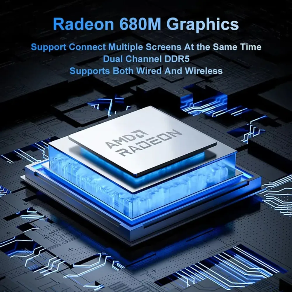 Фото Мини-компьютер A6 Ryzen 7 7735HS с двухдиапазонным Wi-Fi 6, BT5.2, DDR5 16 ГБ, 512 ГБ, настольный игровой ПК, со встроенной памятью, мини-формат №3
