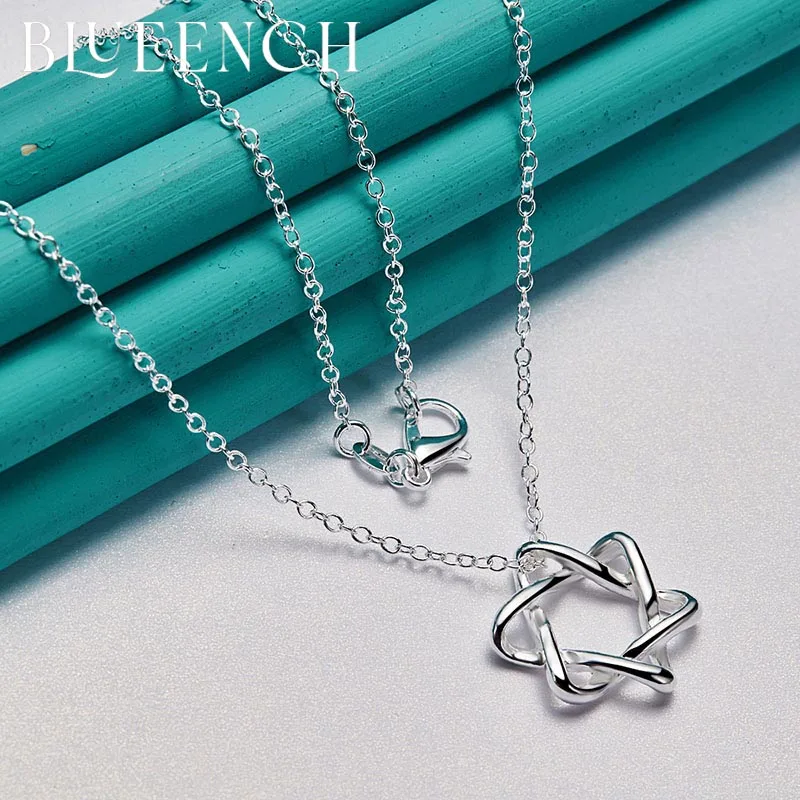 

Blueench 925 Sterling Silver Openwork Star Pendant Necklace for Women Proposal Wedding Party Fashion Jewelry