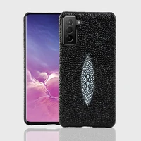 leather cowhide phone case for samsung galaxy s20 s21 s22ultra s21fe case cover for note 20 ultra pearl fish texture case