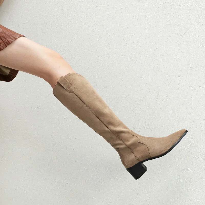 

Новое поступление 2023, Классическая обувь на каблуке, сапоги до колена, Стрейчевые тканевые весенние женские сапоги