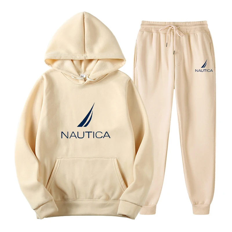 

Новинка 2022, брендовая спортивная одежда NAUTICA для мужчин, 16 цветов, теплый комплект из двух предметов, свободная толстовка с капюшоном и штаны...