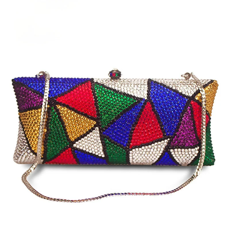 

Multicolor Crystal Clutches Bag High quality Luxury Diamond Plain Clutch Bag Designer Rhinestone Pochette Women Evening Bag