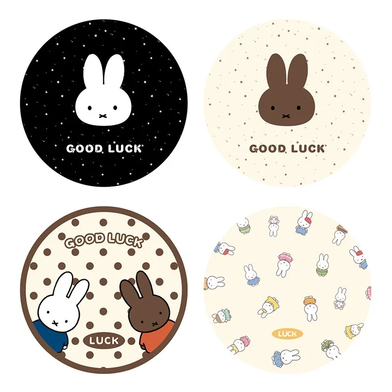 Фото Круглые подставки для чашек Miffy Kawaii в стиле аниме, для рабочего стола и офиса, влагопоглощающие, с дренажной платформой, модные, простые и удобные №4