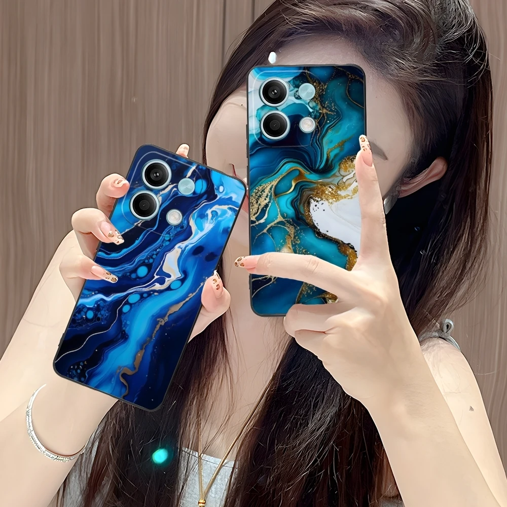 Luxury Golden Stone Mobile Cell Phone Case for Xiaomi POCO M6 M5 M4 M3 X6 X5 X4 X3 F6 F5 F4 F3 F2 C40 Pro GT 5G Black Cover