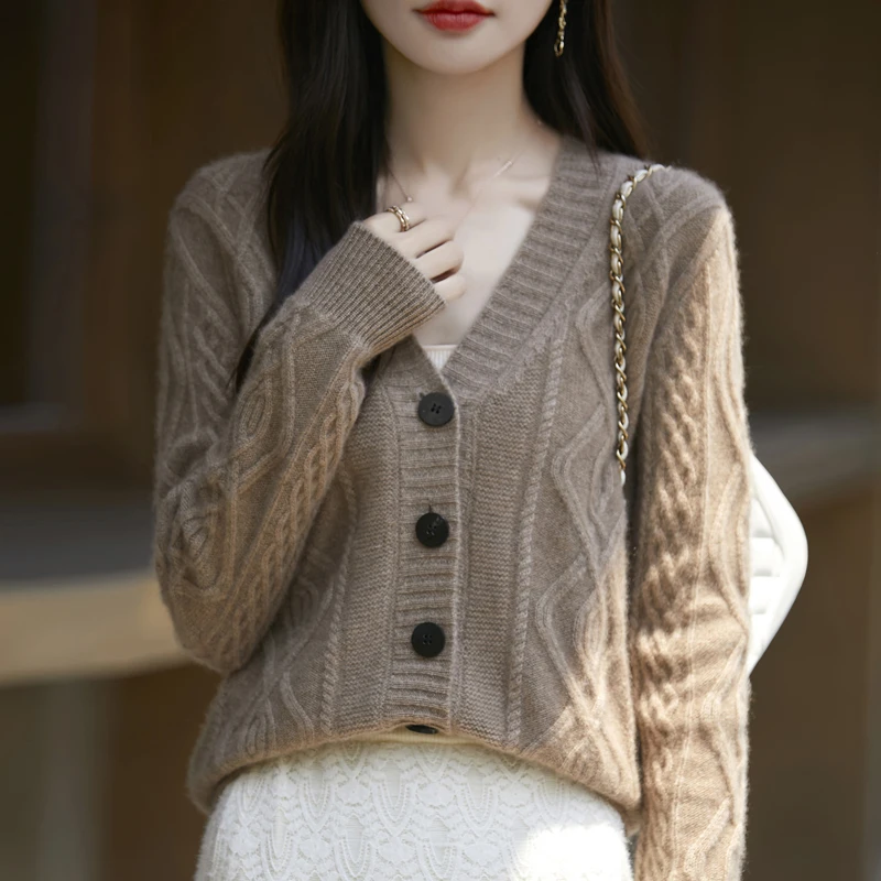 Осень/зима 2023 новый высококачественный вязаный кардиган женский свитер из 100%