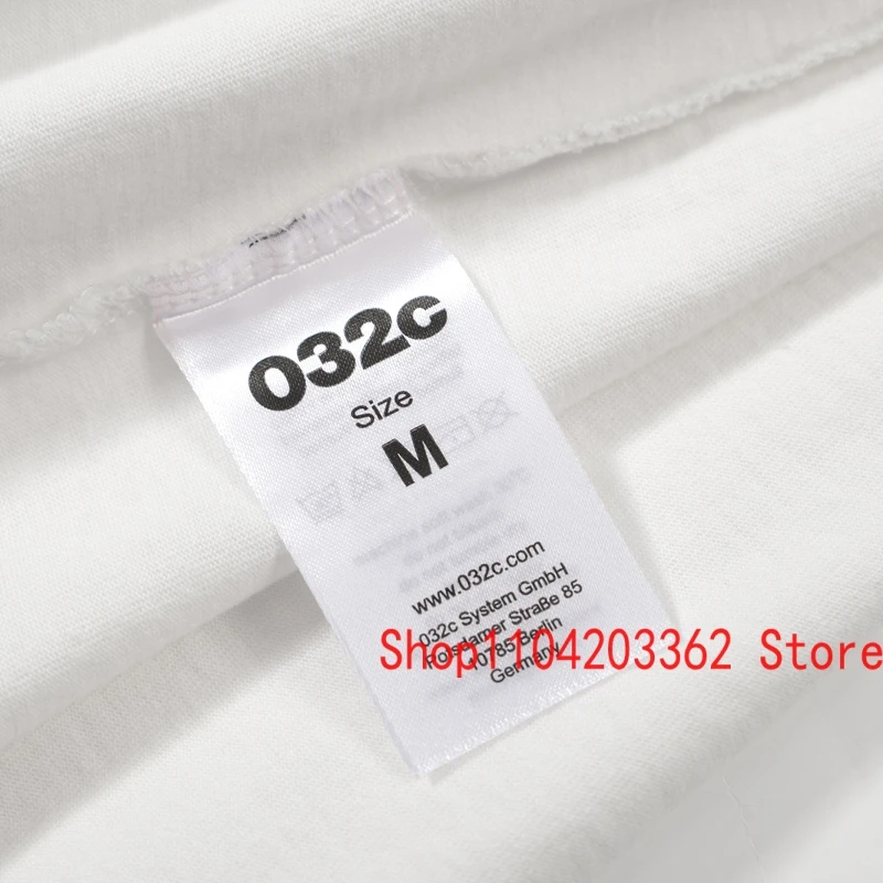 Лето 2024 свободная белая футболка 032c с короткими рукавами и английским буквенным