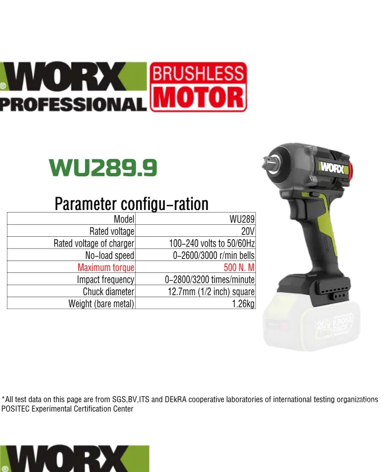 Серия литиевых электроинструментов WORX 20 В WU388 WU279 WU806 WU535X WU289