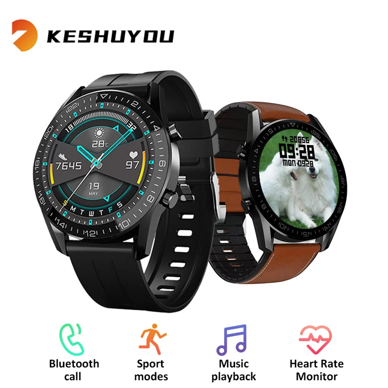 KESHUYOU I12 Smartwatch Men Bluetooth Call Playback Music Full Round Screen Heart Rate Monitor Smart Watch Women for Android iOS