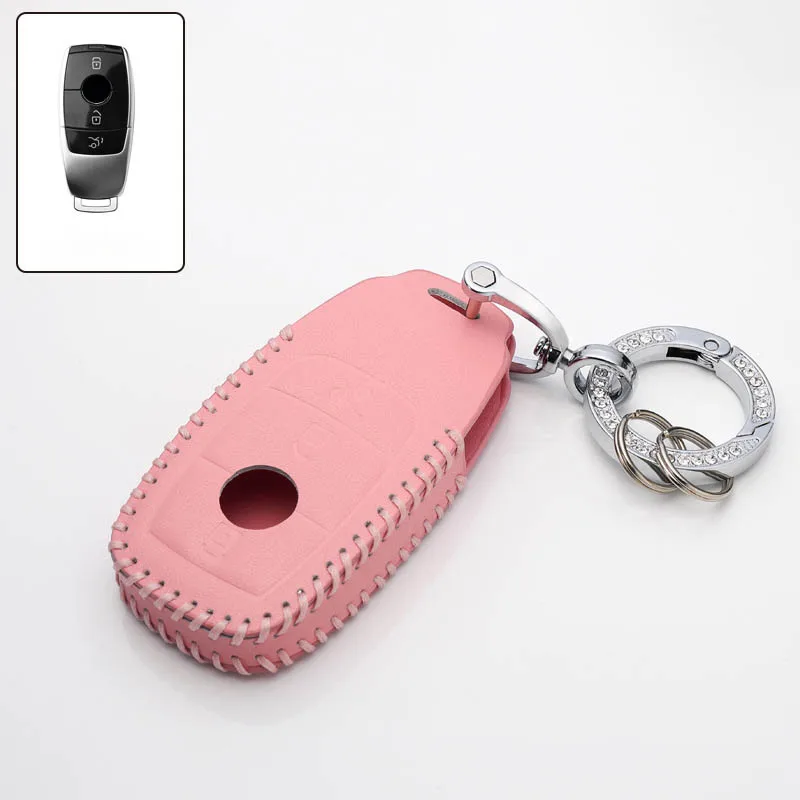 

Leather Car Remote Key Case Cover Shell Fob For Mercedes Benz A C E S G Class GLC CLE CLA GLB GLS W177 W205 W213 W222 X167 AMG