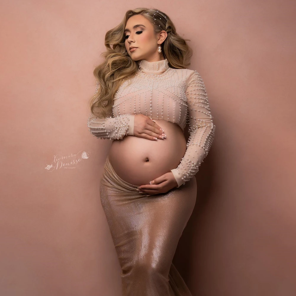 Maternity Photography Clothing Sexy Long Sleeve Tight High Eastic Short Pullover Photographer Shoot Prop Accessories