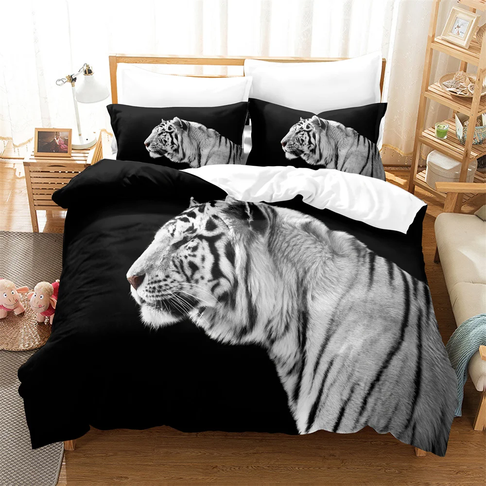 

Tiger 3D Digital Bedding Set,Duvet Cover + Pillowcase,Popular Style 2/3 pcs.(No padding No sheet) queen bedding set