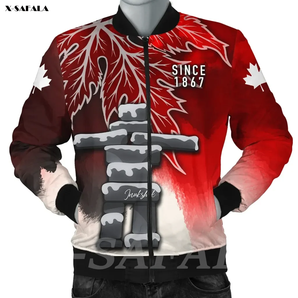 

Spain Canada Flag Totem 3D Printed Bomber Thick Jacket Man Female Outwear Baseball Flight Pilot Jacket Streetwear Zipper Coat