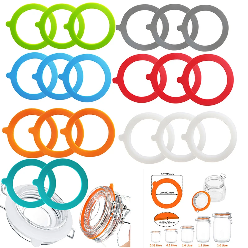 

5pcs Silicone Replacement Gasket Airtight Rubber Seals Rings Leak-Proof Canning Seals For Glass Clip Top Jars Storage Containers