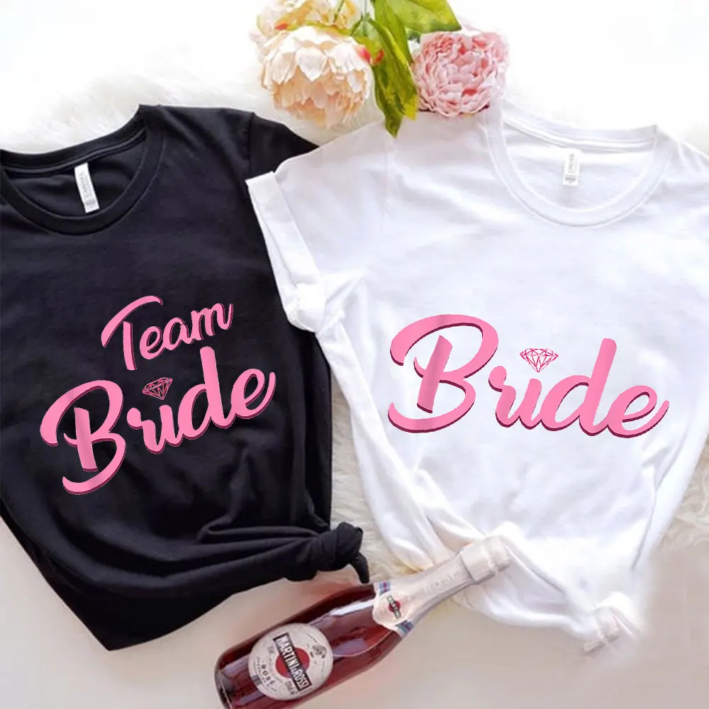 

Women Team Bride T Shirts Bachelorette Wedding Hen Do Party Tshirts Bridesmaid Proposal Gift Top Bridal Shower Squad Tees Shirt