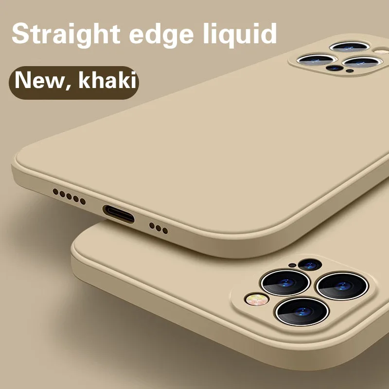 

Square liquid silicone phone case suitable for iPhone 14 13 12 11 Pro Max Mini X XR XS 7 8 Plus ultra-thin soft case
