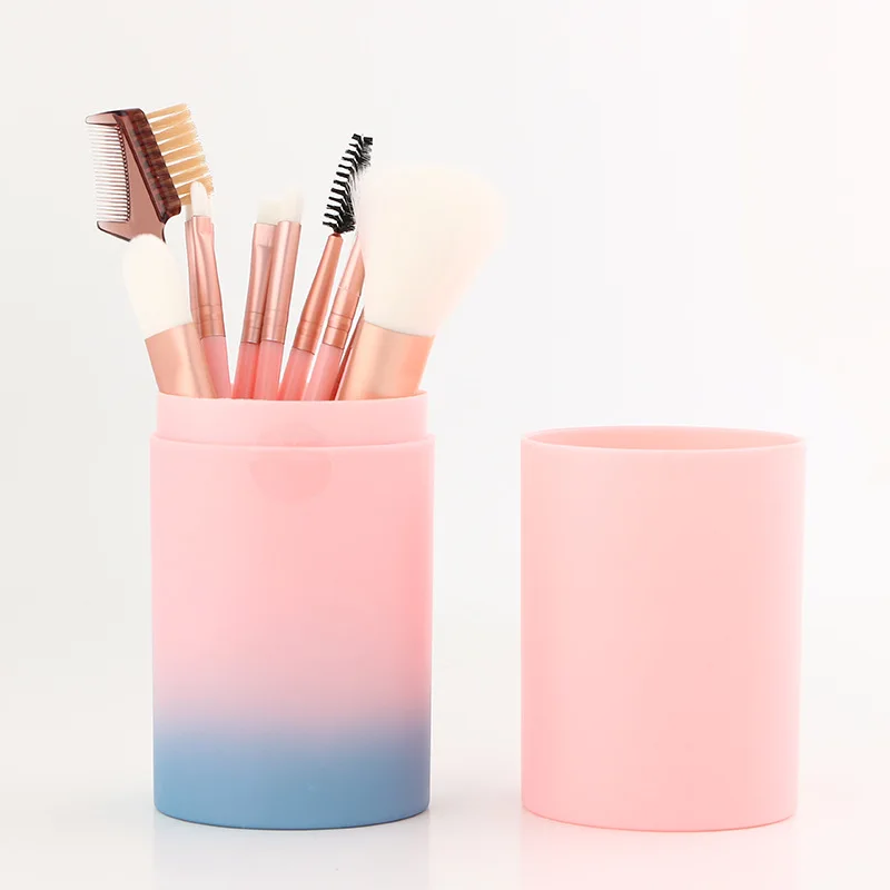 

Factory Direct Sales Pink Gradient Color 12 Makeup Brush Round Bucket Set Loose Powder Blush Eye Shadow Beauty Makeup Tool 2022