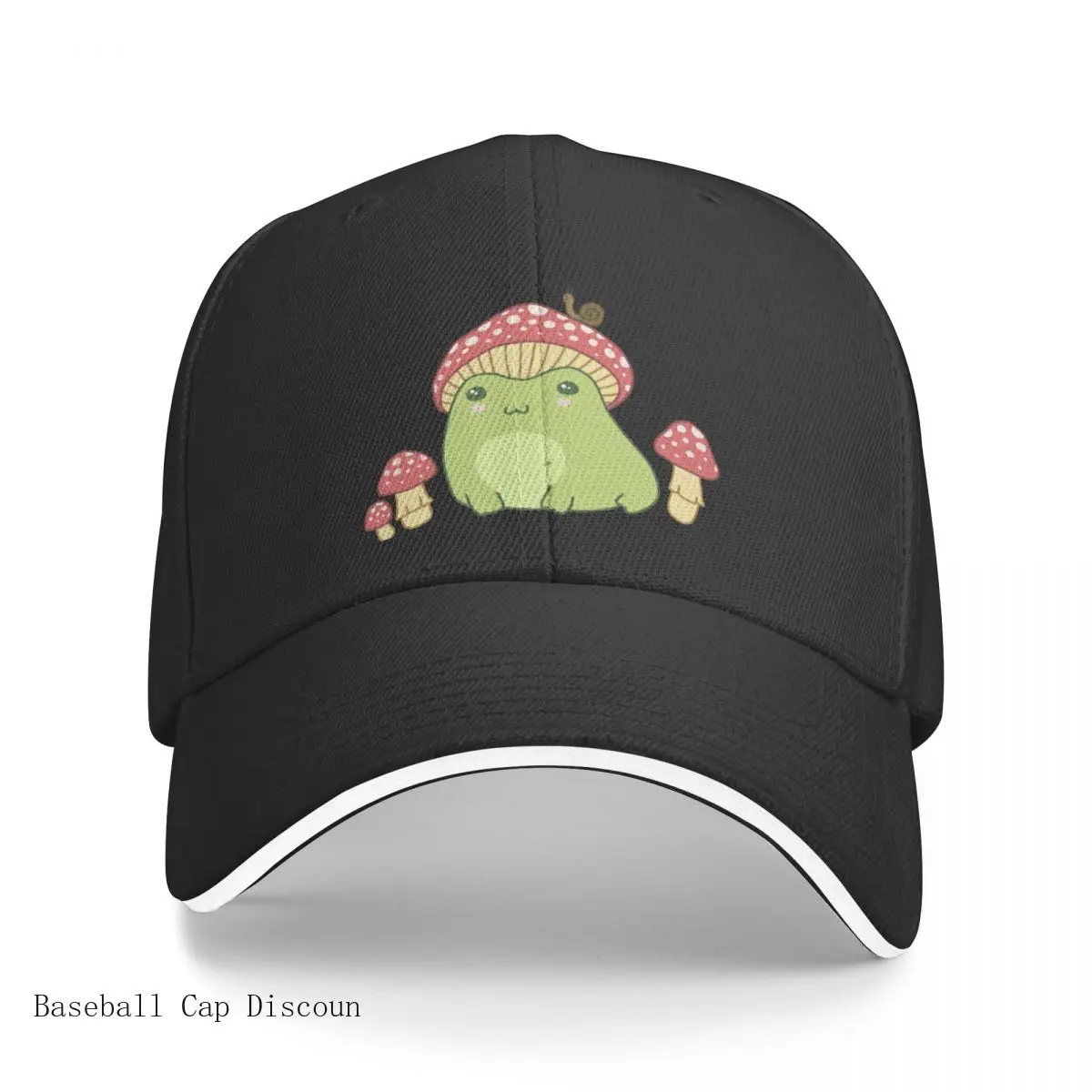 

Kawaii Frog with Toadstool Mushroom Hat and Snail - Cottagecore Aesthetic Forg - Amanita Muscaria Lover - Edgy Kidc Baseball Cap