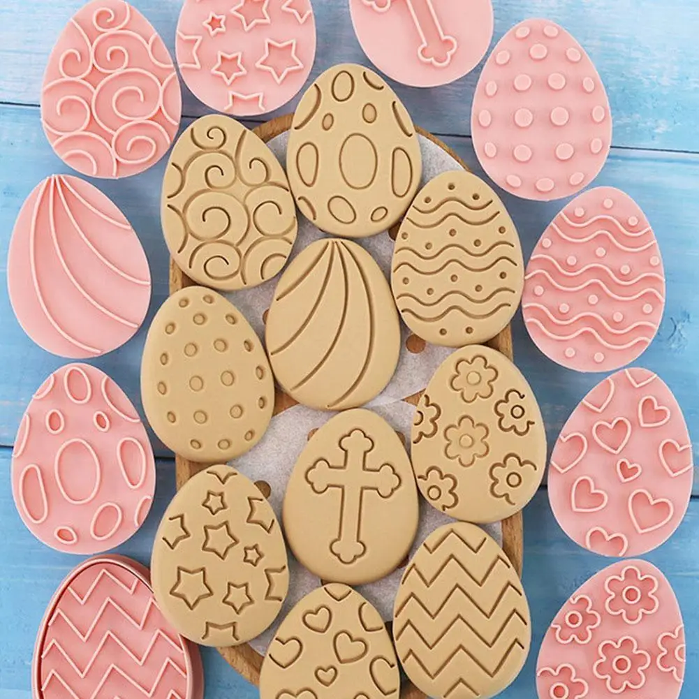 

10Pcs Easter Plastic Cookie Cutter Rabbit Egg Biscuit Mold 3D Cartoon Bunny Mould Cake Baking Tools Easter Party Decorations