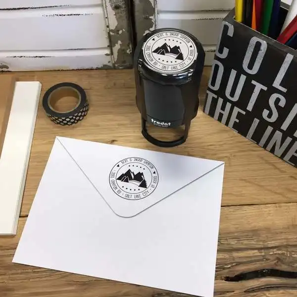 

Personalized Round Self-Inking Rubber Stamp - The Sampson Mountians