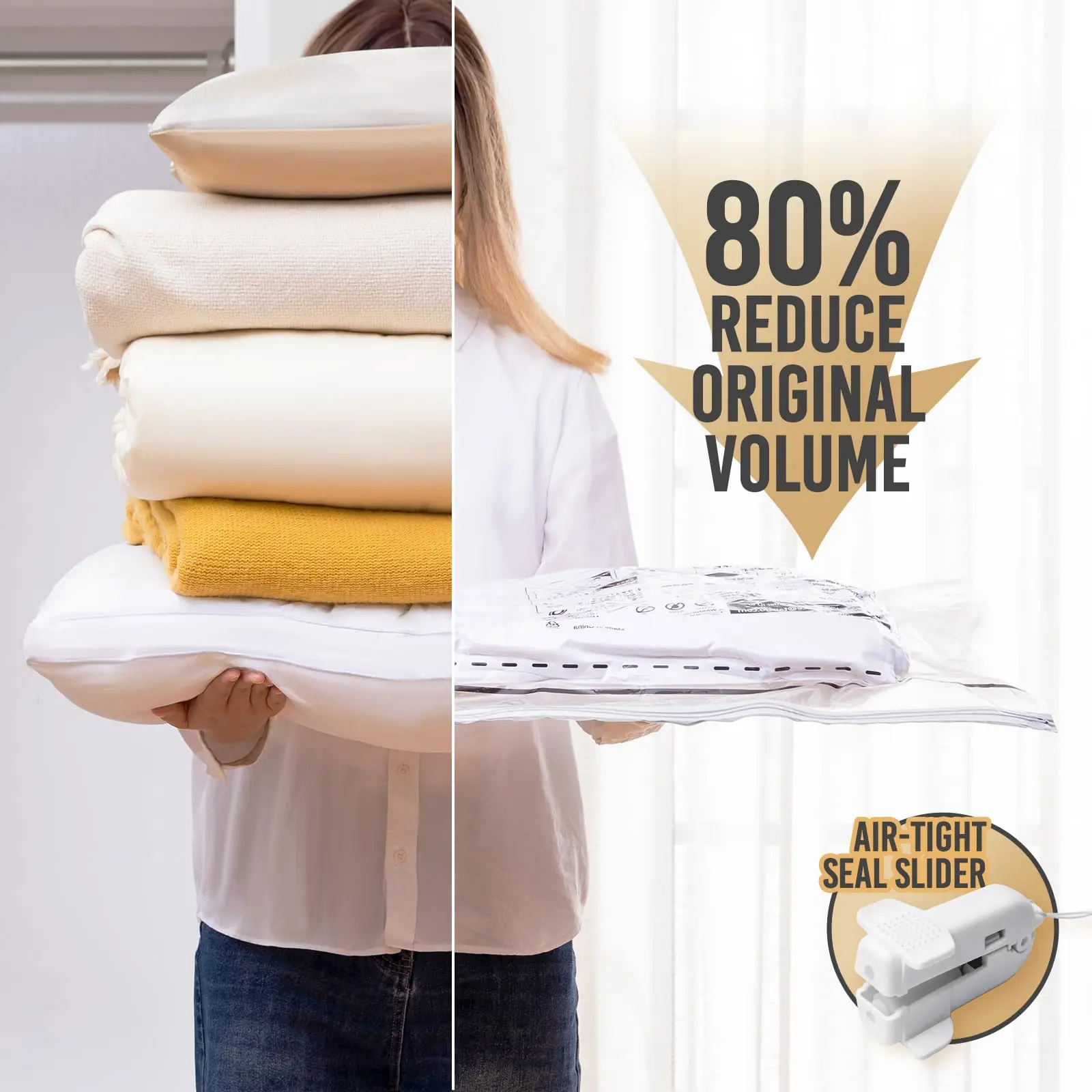 TAILI 8 шт. большие вакуумные пакеты для хранения с длинной боковой молнией