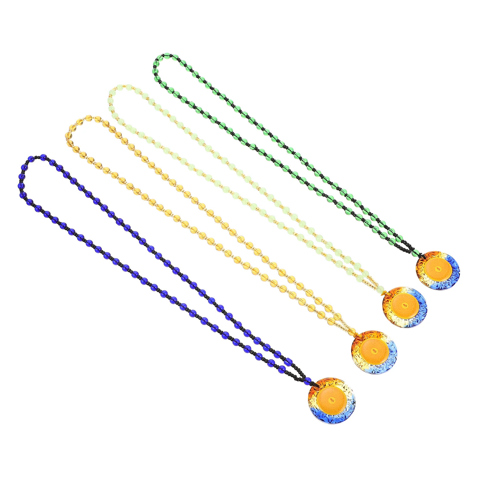 

4pcs Glass Beaded Pendant Classic Neck Pendant Amulet Hanging Pendant