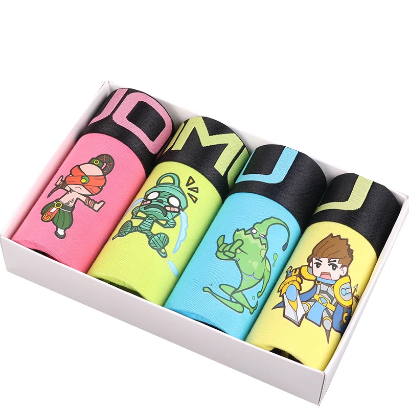 HaleyChan Women Cotton Colorful Cartoon 4Pc Boxer Brief for Women's Tomboy Trans Lesbian Transgender Ftm Underwear Women Panties