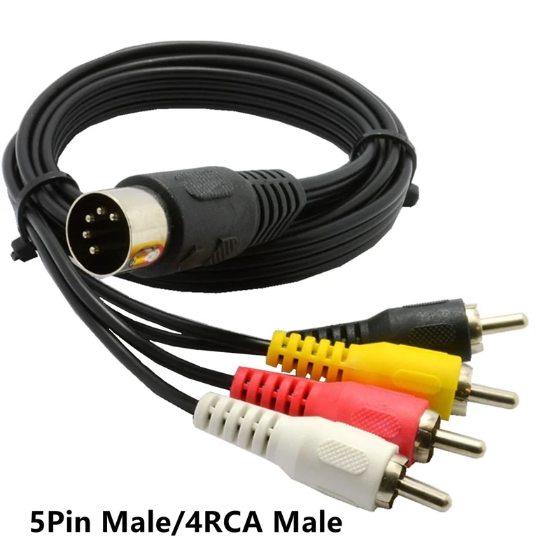 

5 Pin Din Male Plug to 4 x RCA Phono Male Plugs Audio Cable 0.5m 1.5m