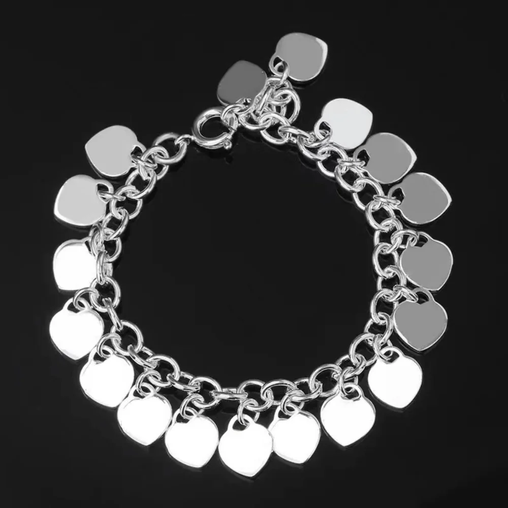 

Bracelet femme en argent 925 heart links to heart 2023 luxurious Europe and America classic jewellery Holiday gifts men&women