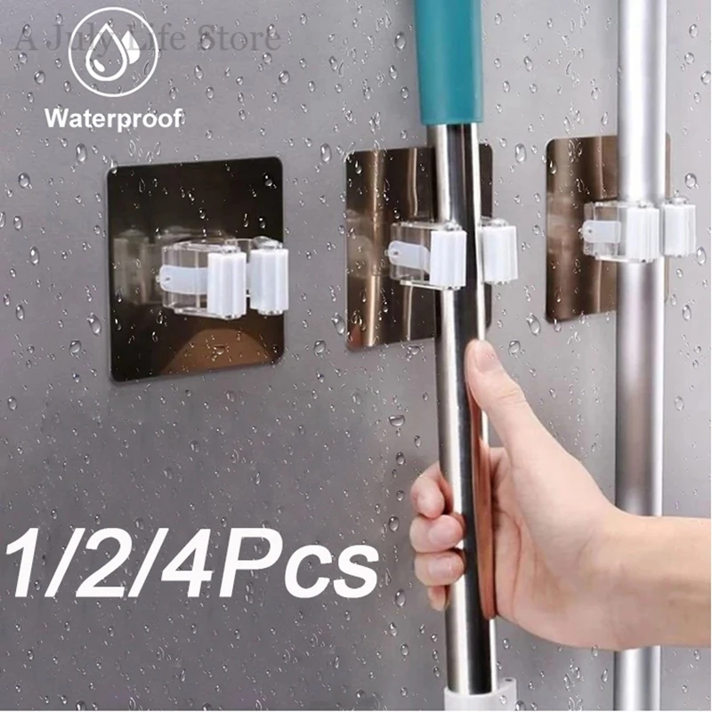 Multi-propósito ganchos soporte para mopa organizador montado en la pared Rack cepillo gancho para escoba gancho cocina cuarto de baño impermeable gancho-Adhesive,organizador de baño
