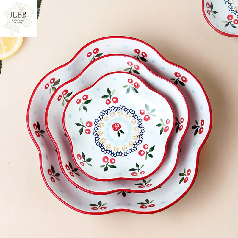 

3 шт., набор тарелок в японском стиле с вишней