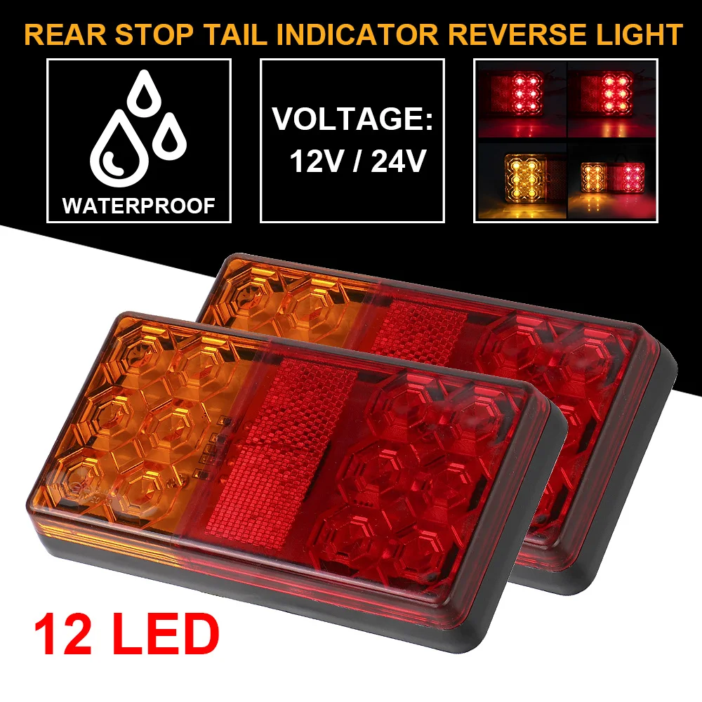 

12 LED LED Car Truck Tail Light Trailer Truck Caravan Taillight Turn Signal Indicator 1 Pair Car Styling Rear Stop Brake Light